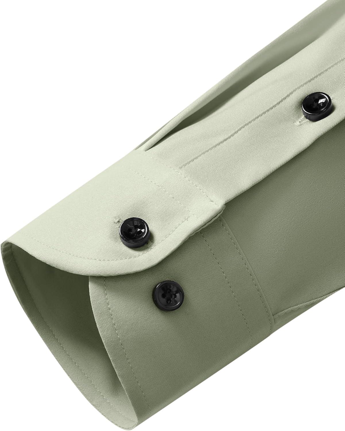 imageAlimens amp Gentle Mens Anti Odor Dress Shirts Long Sleeve Wrinkle Free Stretch Button Down Shirt Business Formal WeddingSage Green