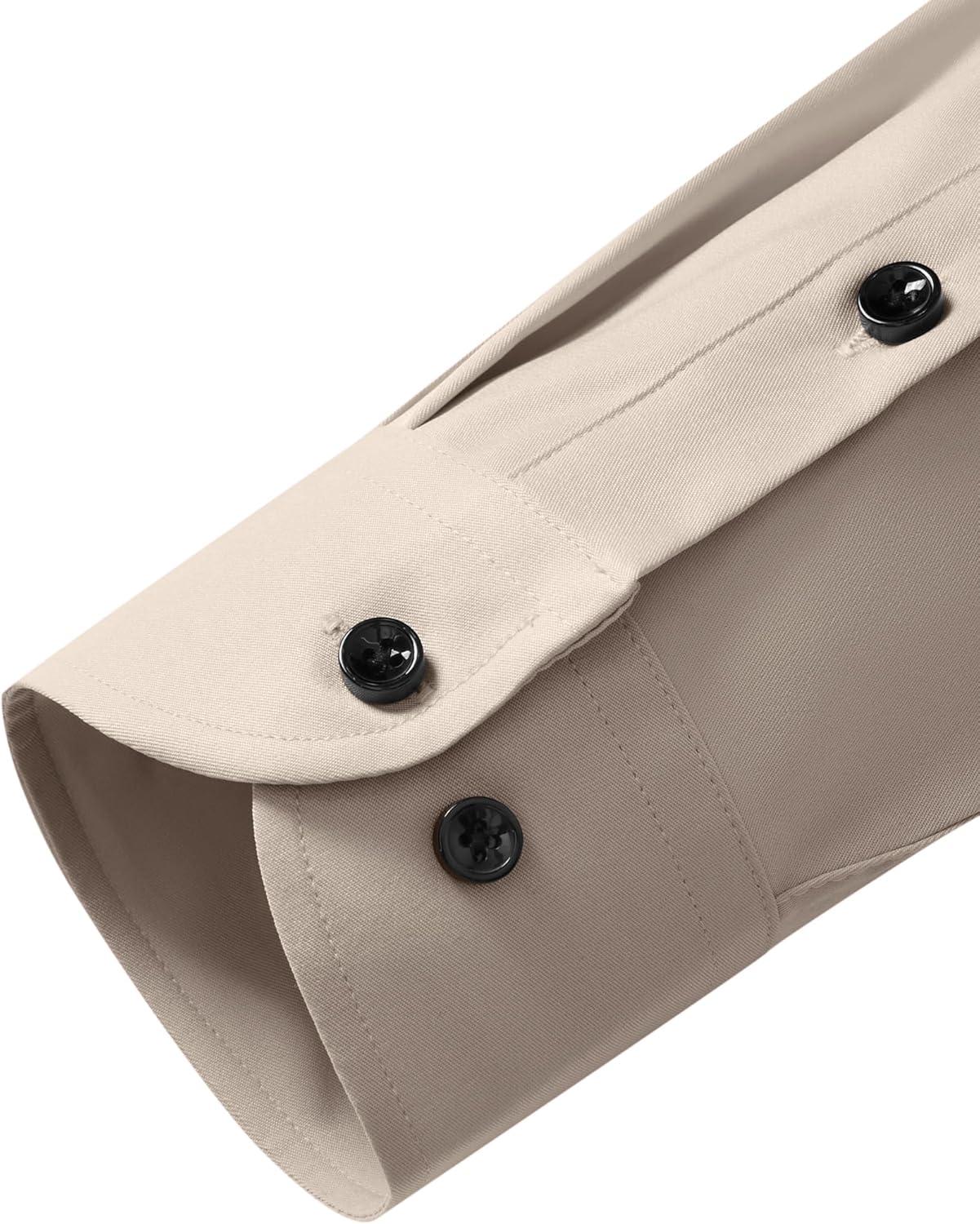 imageAlimens amp Gentle Mens Anti Odor Dress Shirts Long Sleeve Wrinkle Free Stretch Button Down Shirt Business Formal WeddingTan