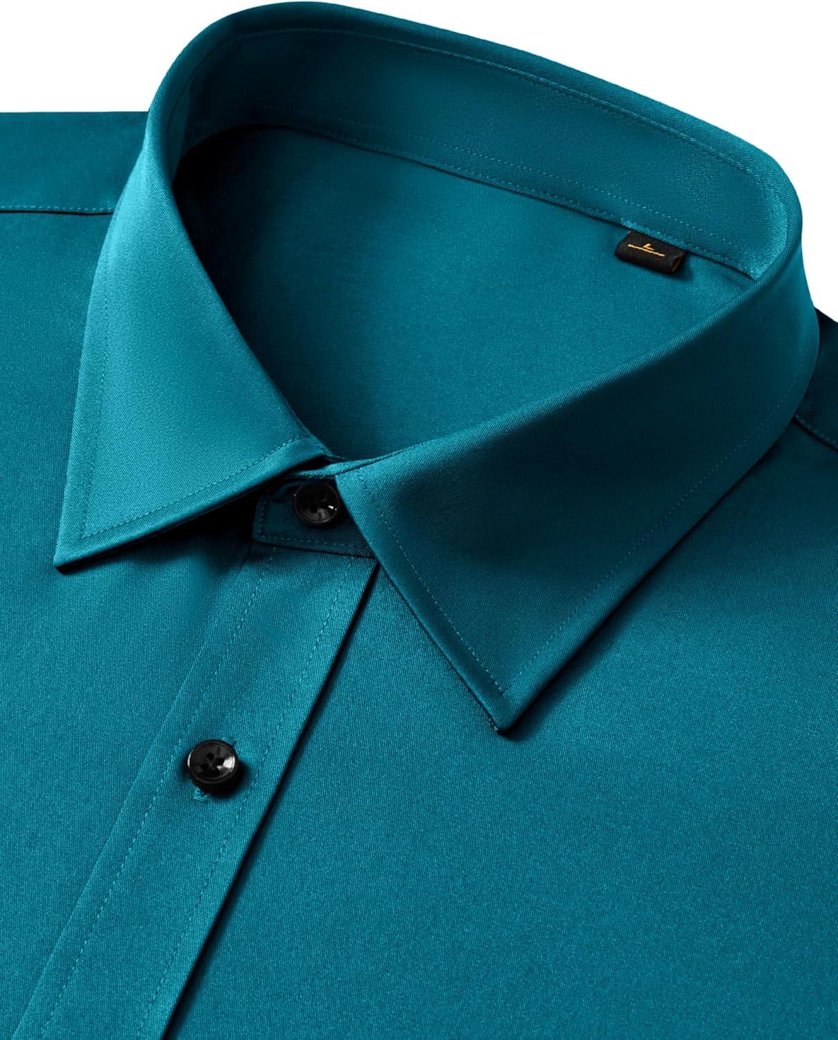 imageAlimens amp Gentle Mens Anti Odor Dress Shirts Long Sleeve Wrinkle Free Stretch Button Down Shirt Business Formal WeddingTeal