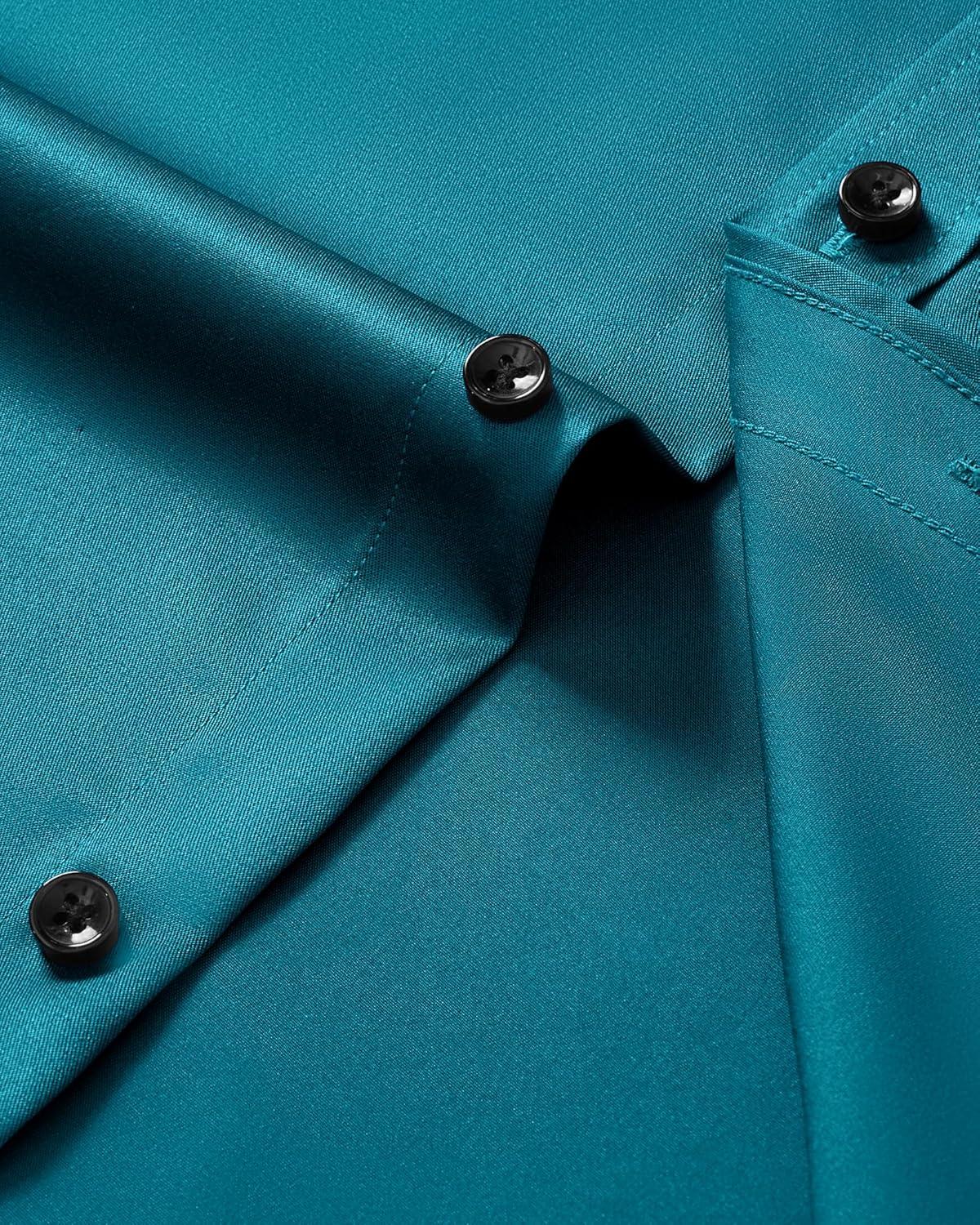 imageAlimens amp Gentle Mens Anti Odor Dress Shirts Long Sleeve Wrinkle Free Stretch Button Down Shirt Business Formal WeddingTeal