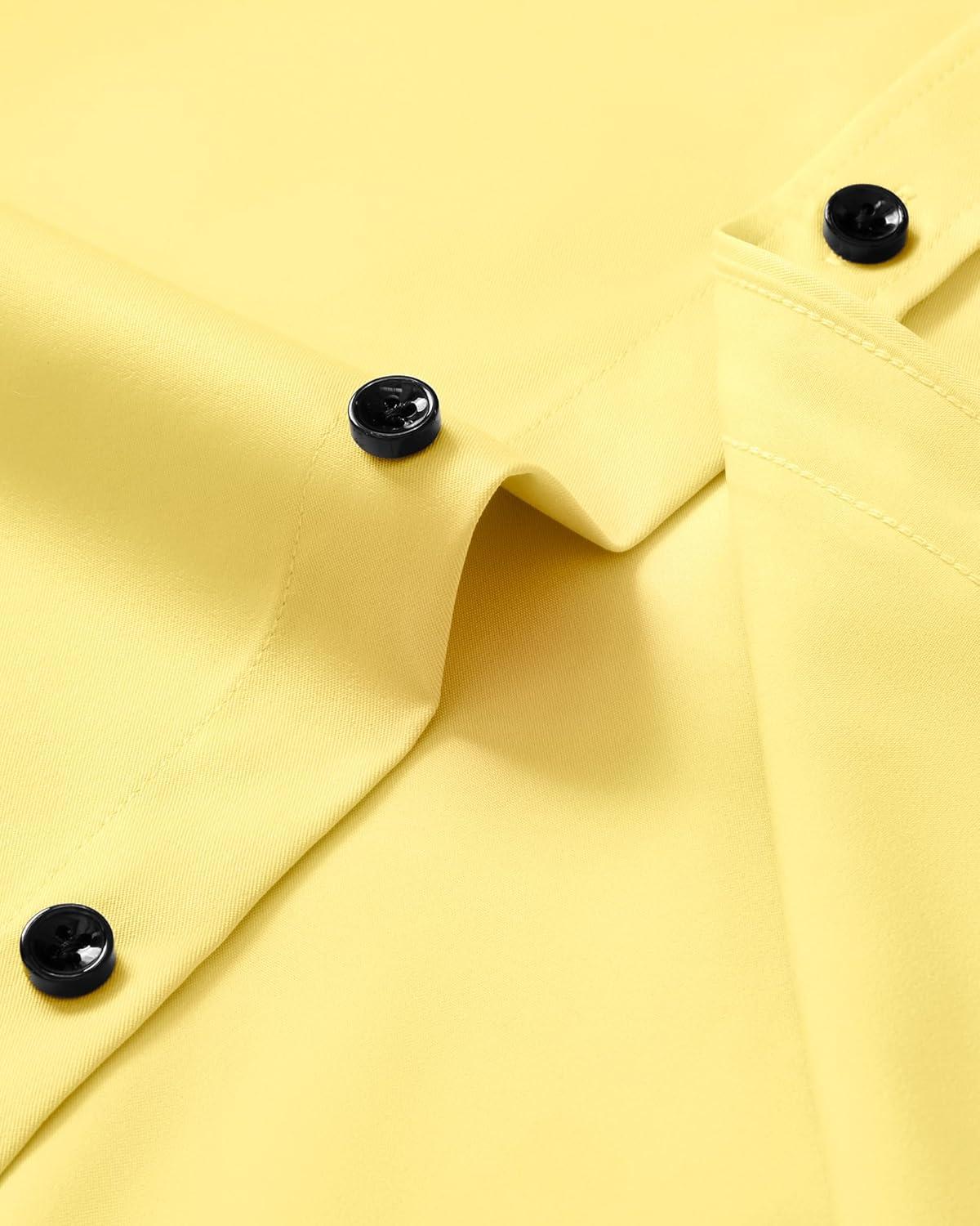 imageAlimens amp Gentle Mens Anti Odor Dress Shirts Long Sleeve Wrinkle Free Stretch Button Down Shirt Business Formal WeddingYellow