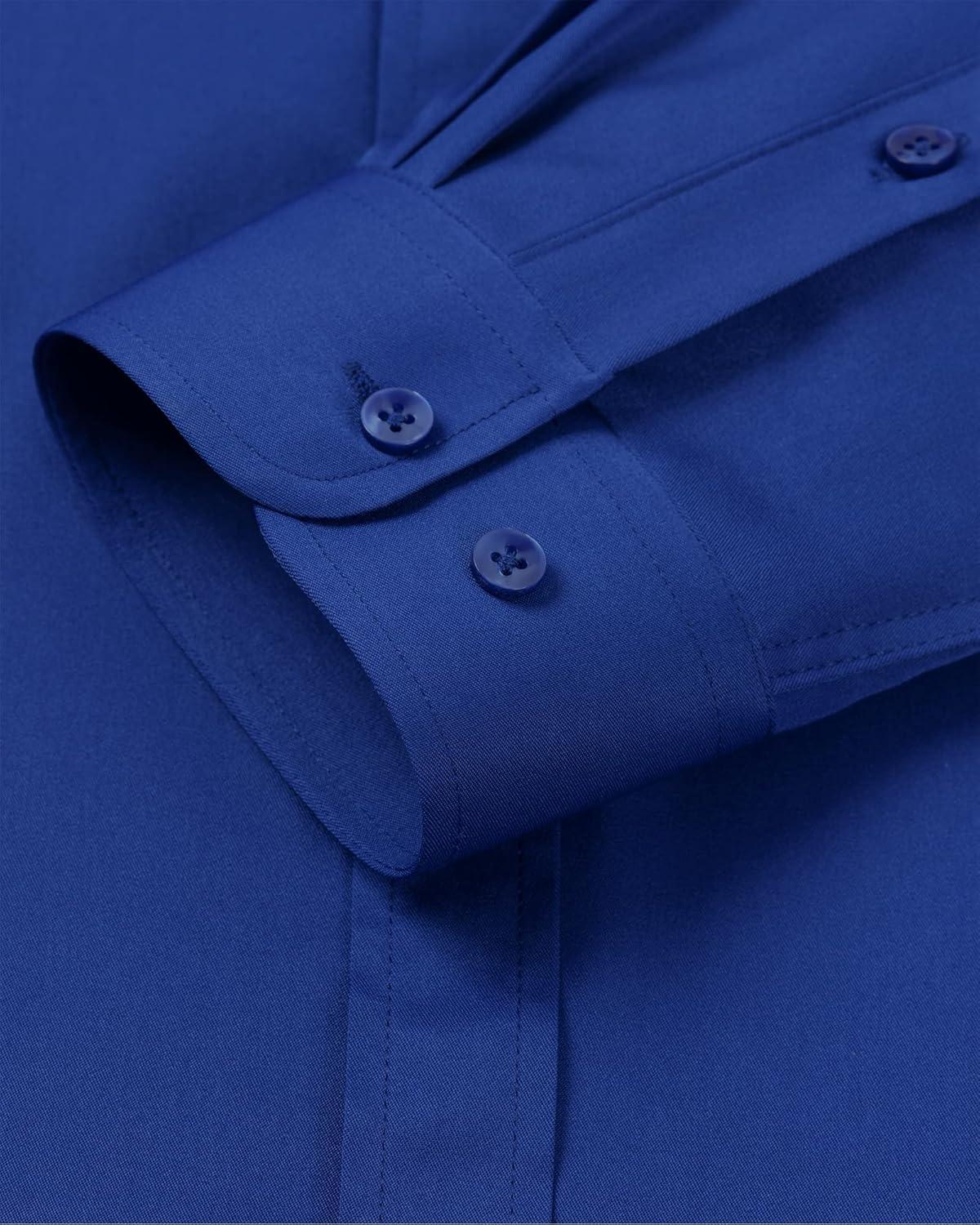 imageAlimens amp Gentle Mens Banded Collar Dress Shirts Wrinkle Free Long Sleeve Mandarin Collar Button Down ShirtRoyal Blue