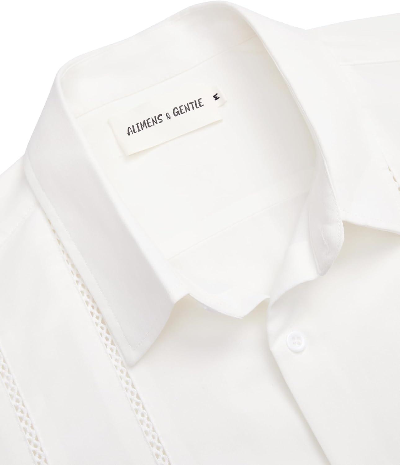 imageAlimens amp Gentle Mens Cuban Guayabera Shirt Button Down Long Sleeve Summer Beach01white