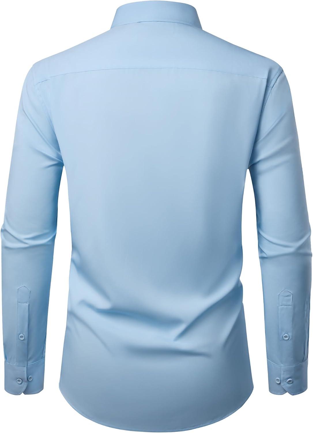 imageAlimens amp Gentle Mens Dress Shirts Casual Long Sleeve Wrinkle Free Stretch Club Prom Party Button Down Shirt with PocketAqua