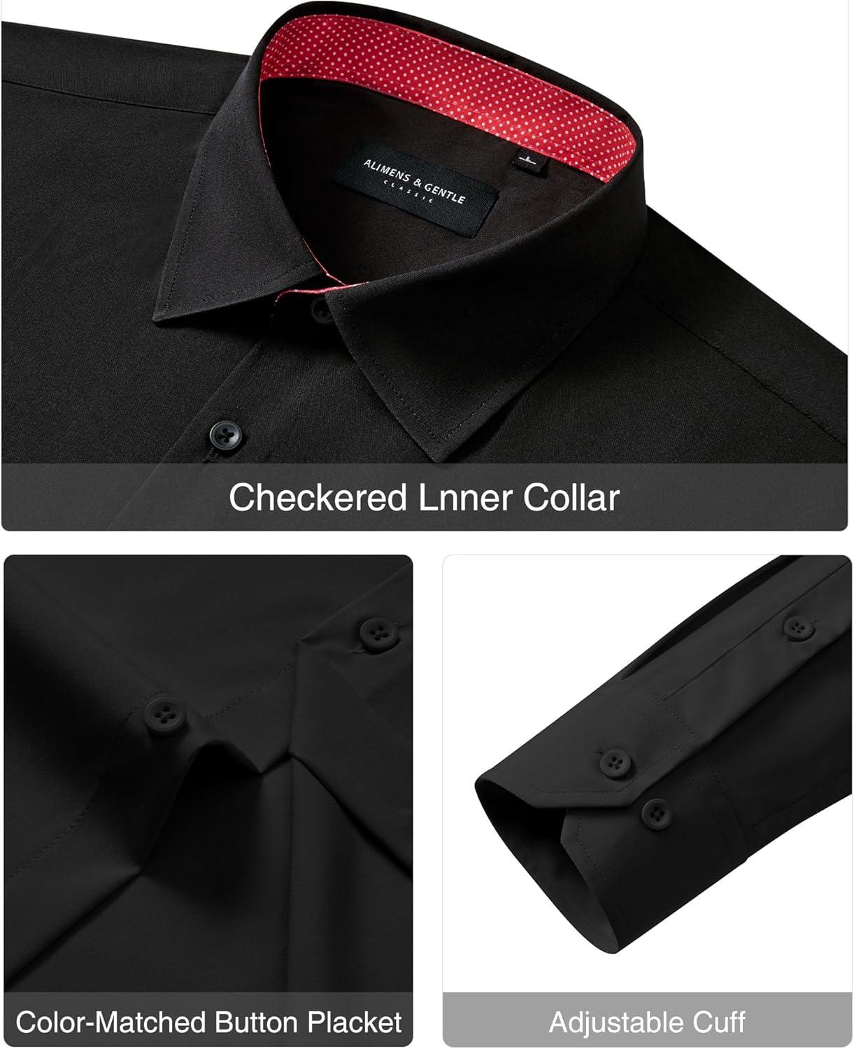 imageAlimens amp Gentle Mens Dress Shirts Casual Long Sleeve Wrinkle Free Stretch Club Prom Party Button Down Shirt with PocketBlackred Polka Dots