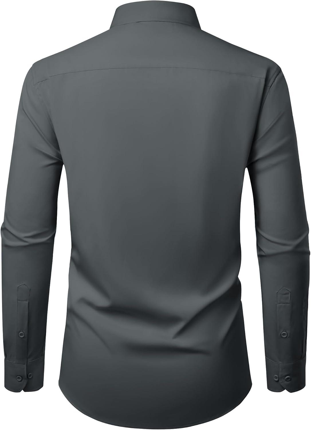 imageAlimens amp Gentle Mens Dress Shirts Casual Long Sleeve Wrinkle Free Stretch Club Prom Party Button Down Shirt with PocketGrey