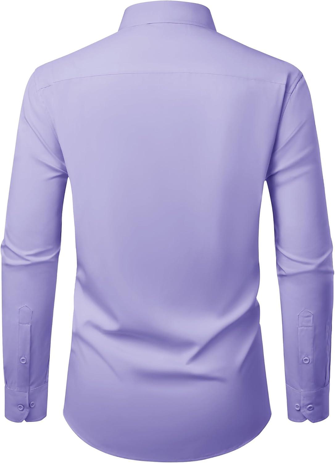 imageAlimens amp Gentle Mens Dress Shirts Casual Long Sleeve Wrinkle Free Stretch Club Prom Party Button Down Shirt with PocketLavender