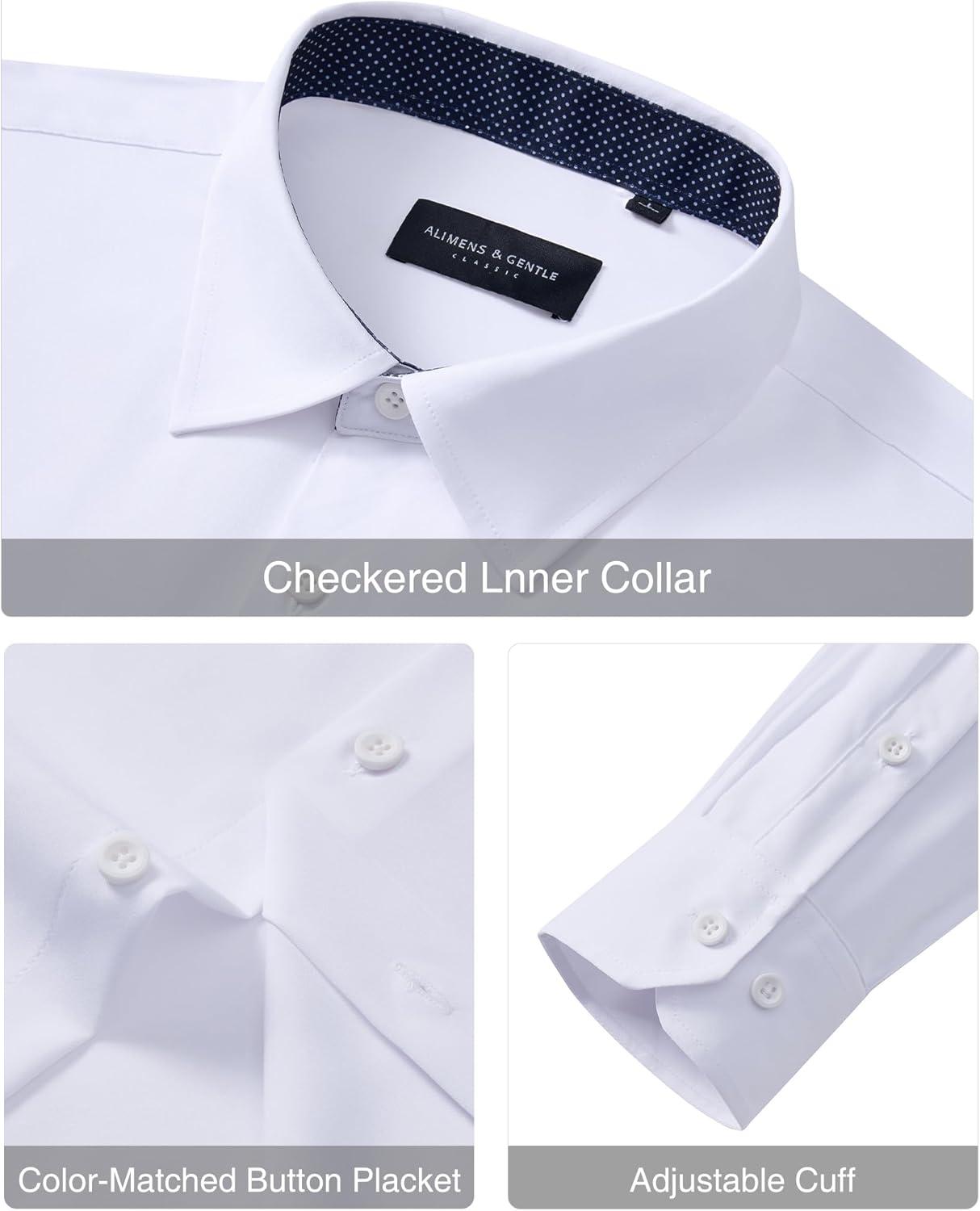 imageAlimens amp Gentle Mens Dress Shirts Casual Long Sleeve Wrinkle Free Stretch Club Prom Party Button Down Shirt with PocketWhitepolka Dots