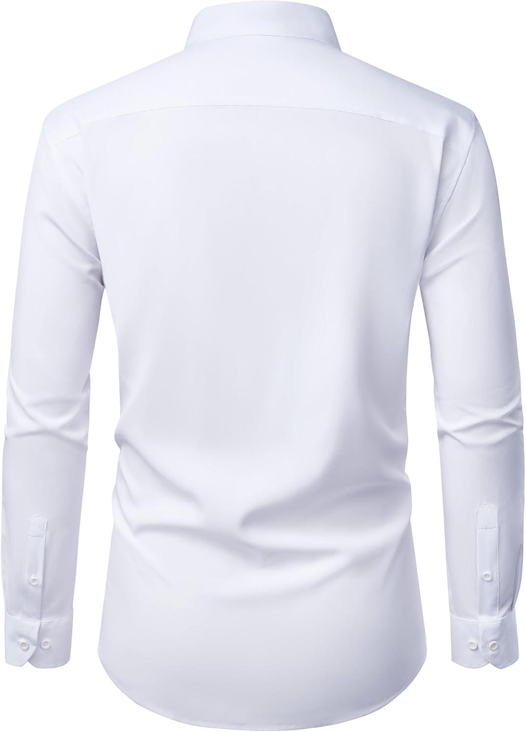 imageAlimens amp Gentle Mens Dress Shirts Casual Long Sleeve Wrinkle Free Stretch Club Prom Party Button Down Shirt with PocketWhiteroyal Blue