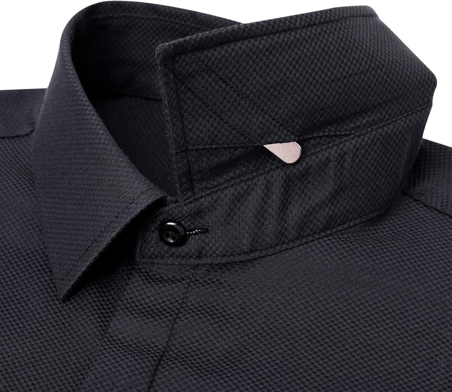 imageAlimens amp Gentle Mens Dress Shirts French Cuff Long Sleeve Regular Fit Formal Tuxedo Cufflinks ShirtBlack