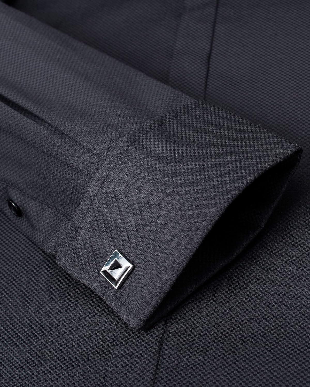 imageAlimens amp Gentle Mens Dress Shirts French Cuff Long Sleeve Regular Fit Formal Tuxedo Cufflinks ShirtBlack