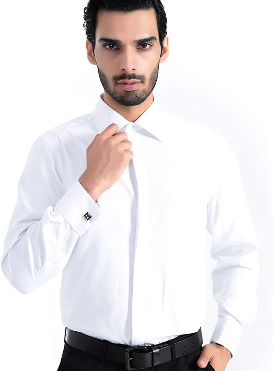 imageAlimens amp Gentle Mens Dress Shirts French Cuff Long Sleeve Regular Fit Formal Tuxedo Cufflinks ShirtWhite