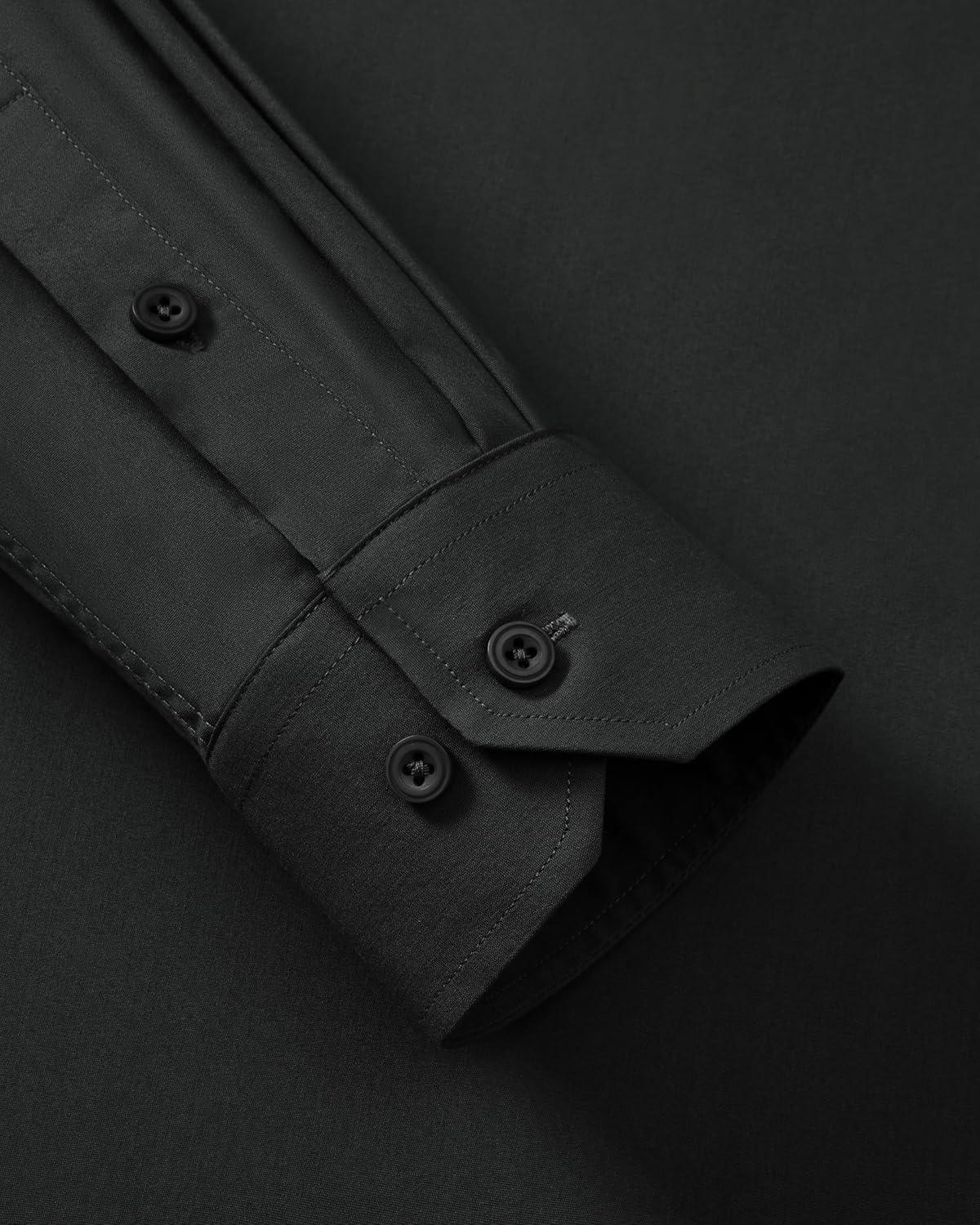 imageAlimens amp Gentle Mens Dress Shirts Long Sleeve Stretch Wrinkle Free Business Casual Button Down ShirtBlack