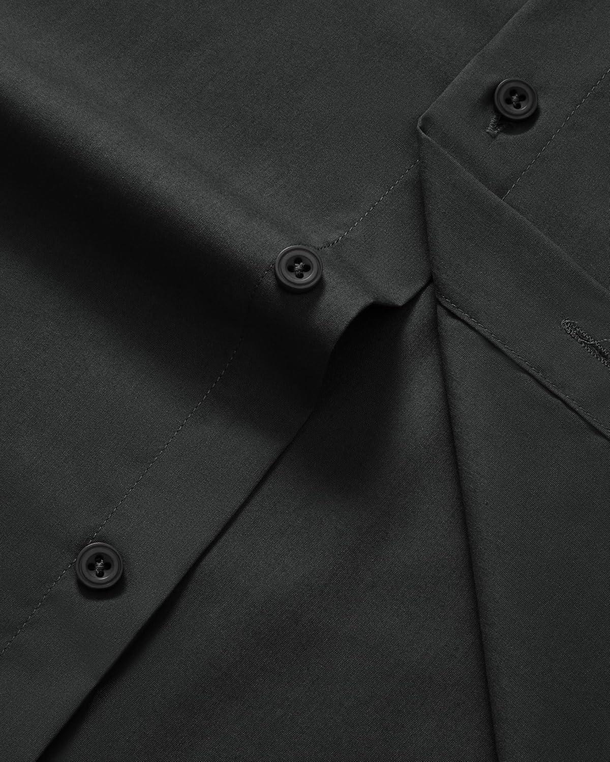 imageAlimens amp Gentle Mens Dress Shirts Long Sleeve Stretch Wrinkle Free Business Casual Button Down ShirtBlack