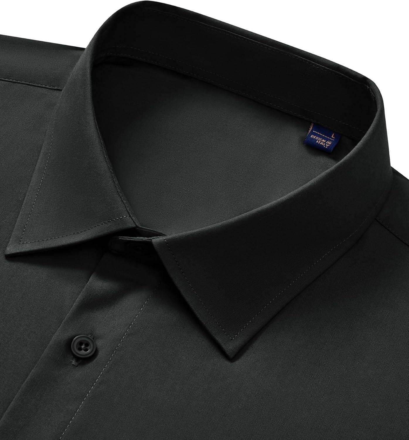 imageAlimens amp Gentle Mens Dress Shirts Long Sleeve Stretch Wrinkle Free Business Casual Button Down ShirtBlack