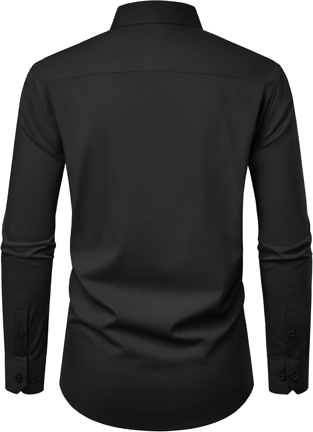imageAlimens amp Gentle Mens Dress Shirts Long Sleeve Stretch Wrinkle Free Business Casual Button Down ShirtBlack