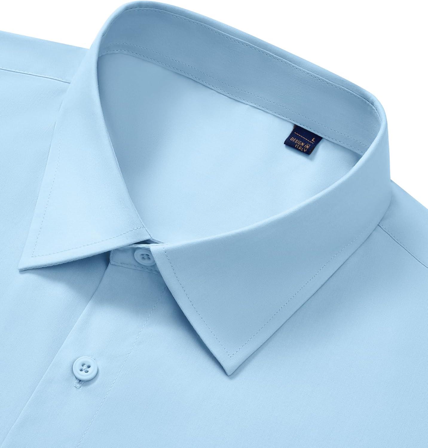 imageAlimens amp Gentle Mens Dress Shirts Long Sleeve Stretch Wrinkle Free Business Casual Button Down ShirtBlue