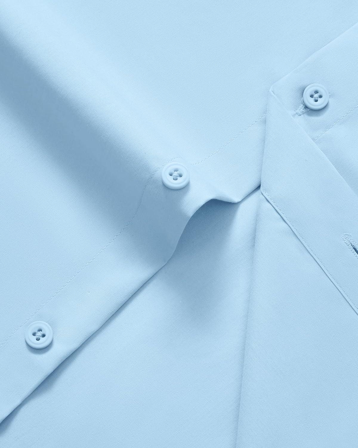 imageAlimens amp Gentle Mens Dress Shirts Long Sleeve Stretch Wrinkle Free Business Casual Button Down ShirtBlue