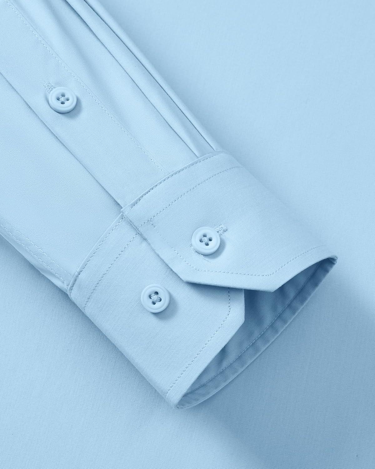 imageAlimens amp Gentle Mens Dress Shirts Long Sleeve Stretch Wrinkle Free Business Casual Button Down ShirtBlue