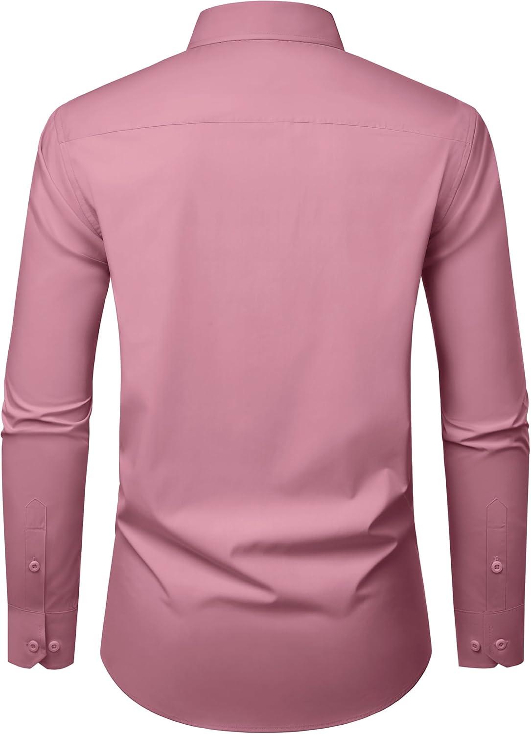 imageAlimens amp Gentle Mens Dress Shirts Long Sleeve Stretch Wrinkle Free Business Casual Button Down ShirtDusty Pink