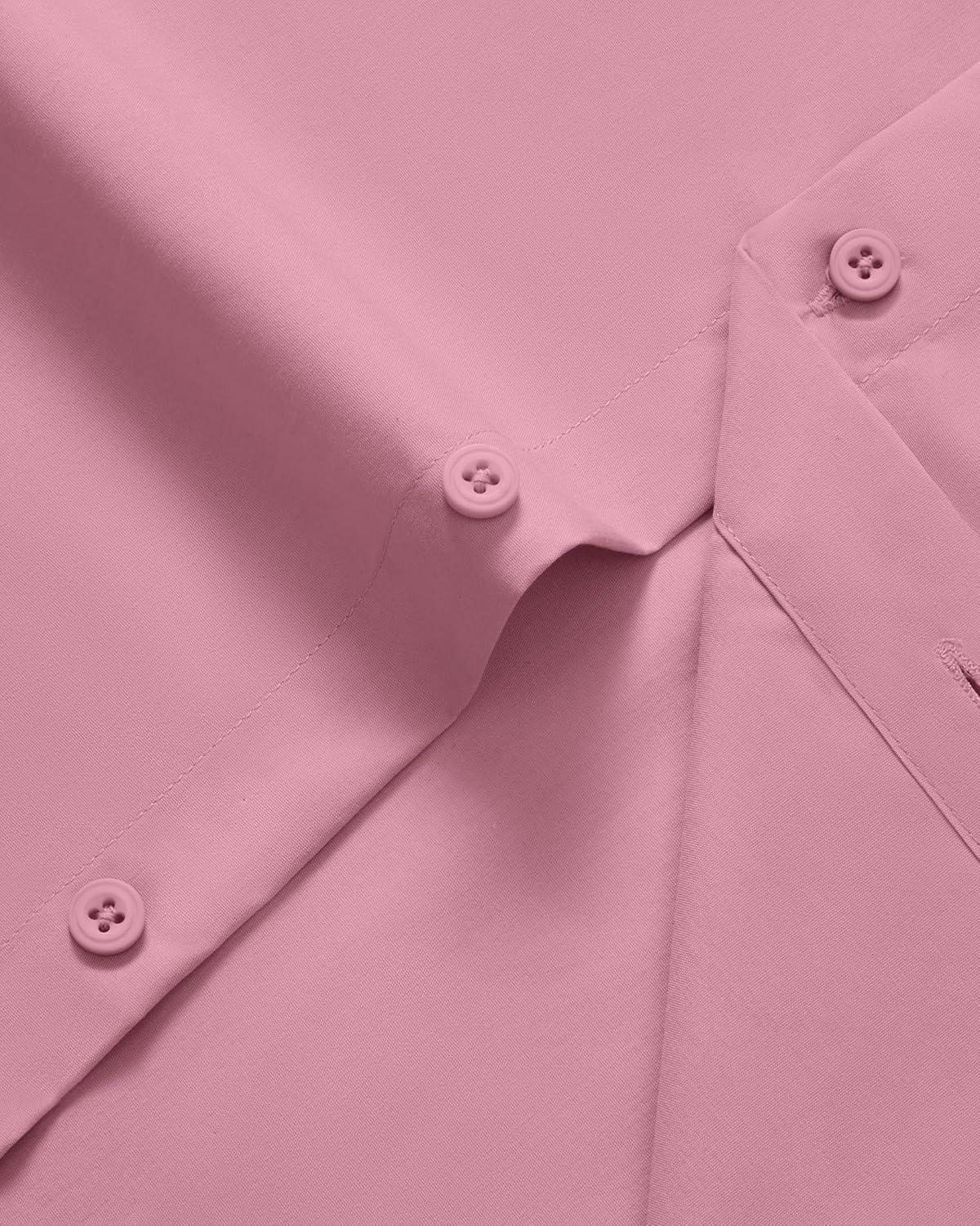 imageAlimens amp Gentle Mens Dress Shirts Long Sleeve Stretch Wrinkle Free Business Casual Button Down ShirtDusty Pink