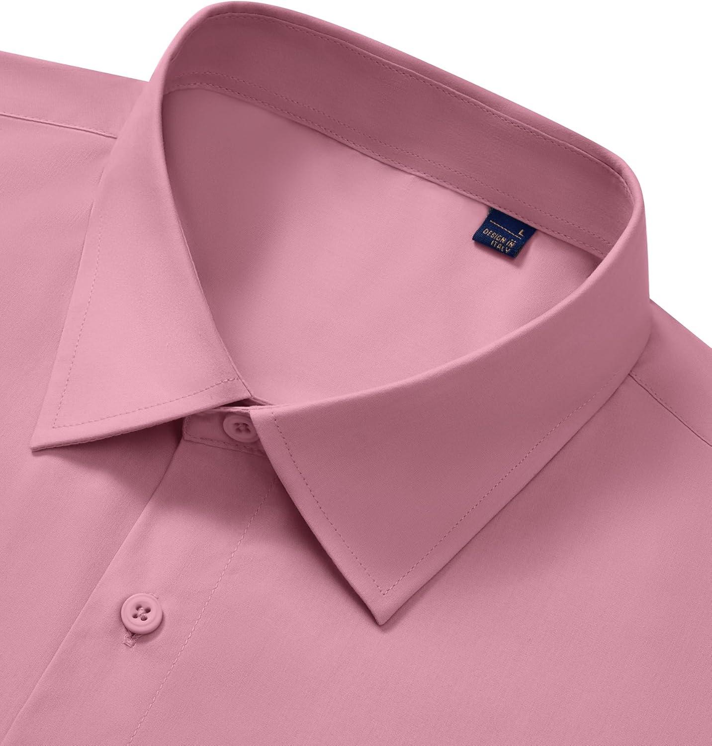 imageAlimens amp Gentle Mens Dress Shirts Long Sleeve Stretch Wrinkle Free Business Casual Button Down ShirtDusty Pink