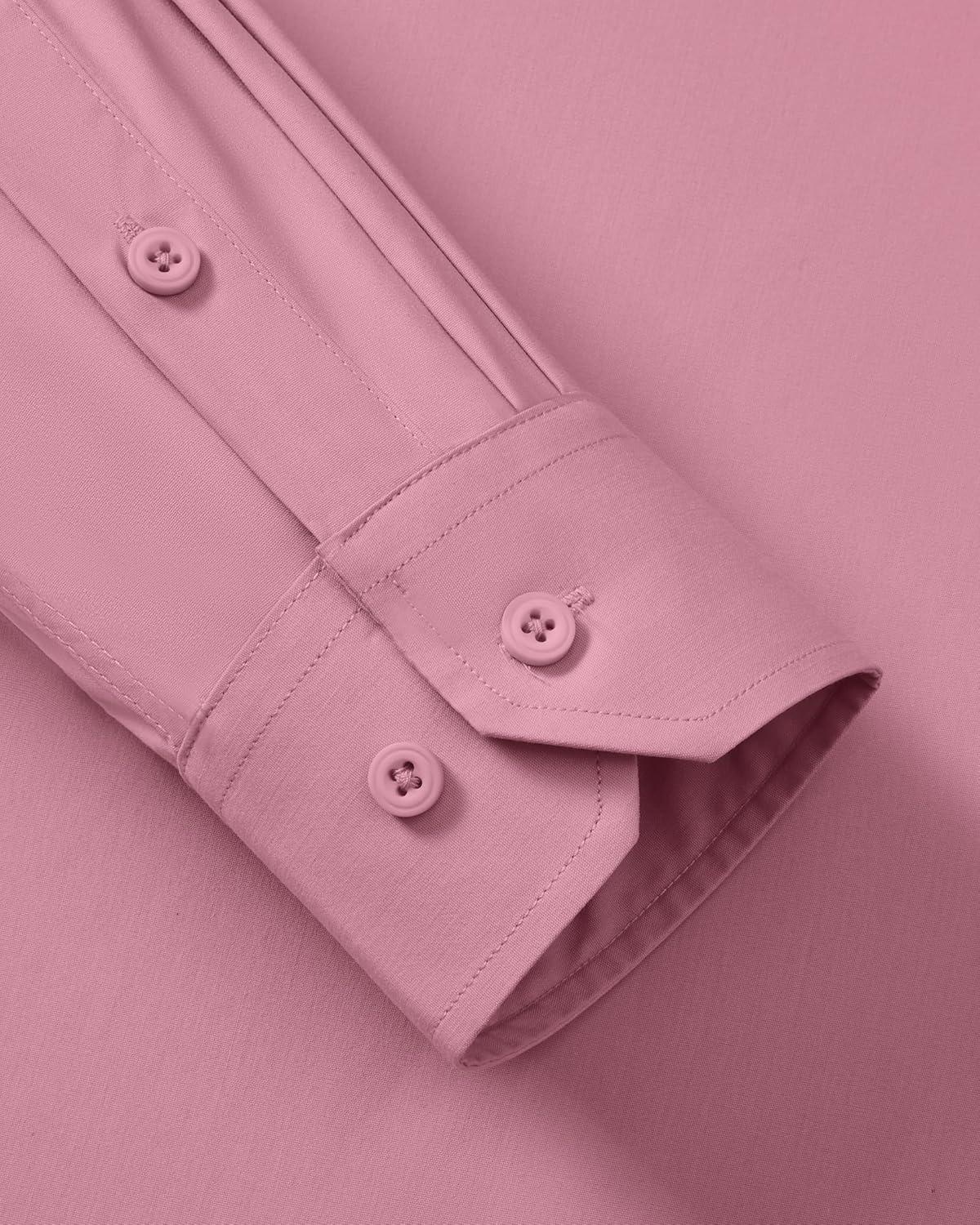 imageAlimens amp Gentle Mens Dress Shirts Long Sleeve Stretch Wrinkle Free Business Casual Button Down ShirtDusty Pink