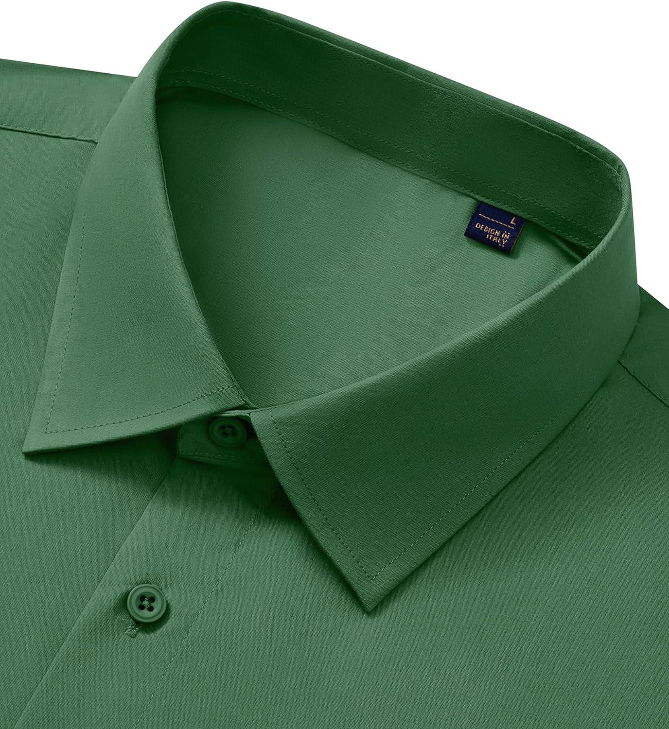 imageAlimens amp Gentle Mens Dress Shirts Long Sleeve Stretch Wrinkle Free Business Casual Button Down ShirtGreen