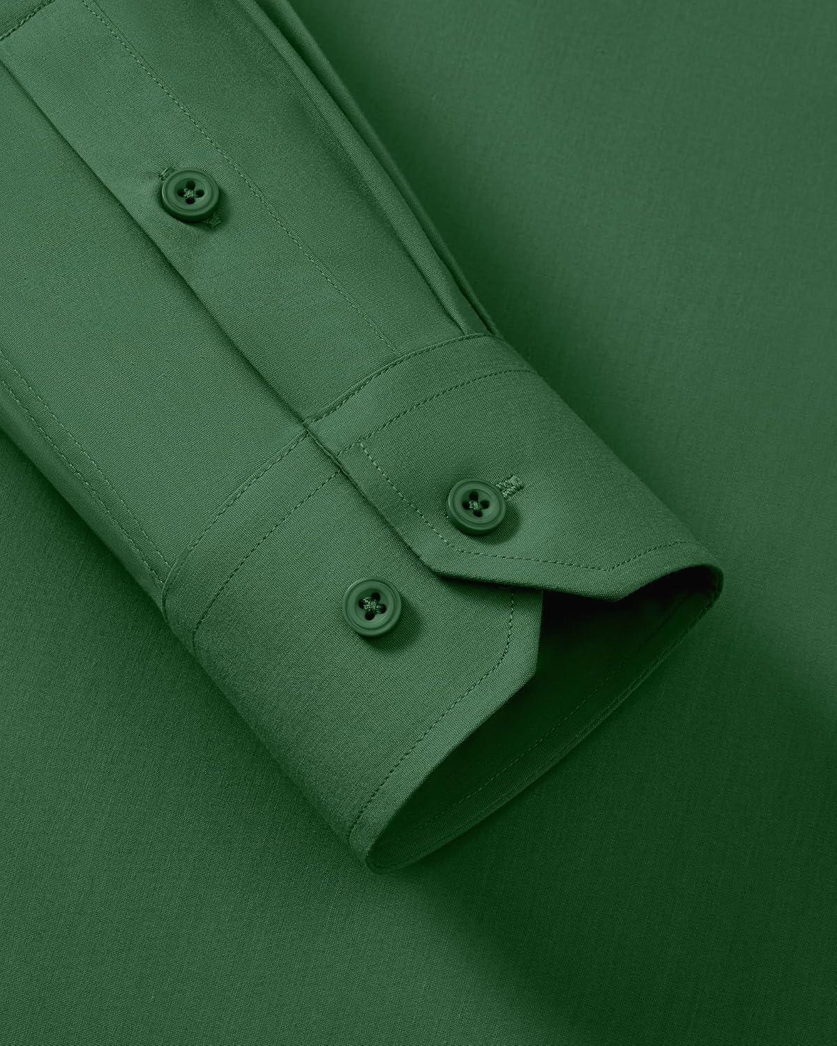 imageAlimens amp Gentle Mens Dress Shirts Long Sleeve Stretch Wrinkle Free Business Casual Button Down ShirtGreen