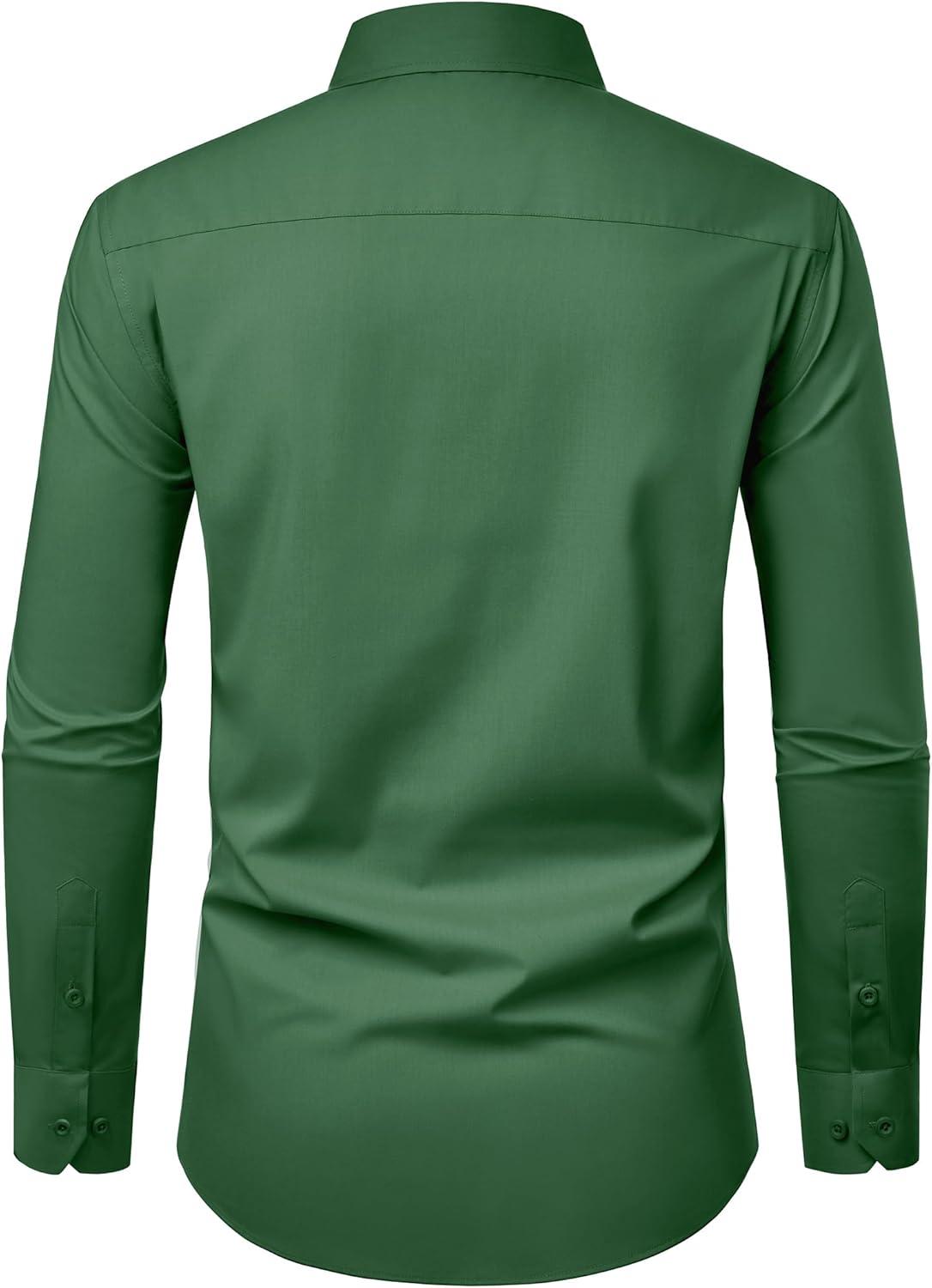 imageAlimens amp Gentle Mens Dress Shirts Long Sleeve Stretch Wrinkle Free Business Casual Button Down ShirtGreen