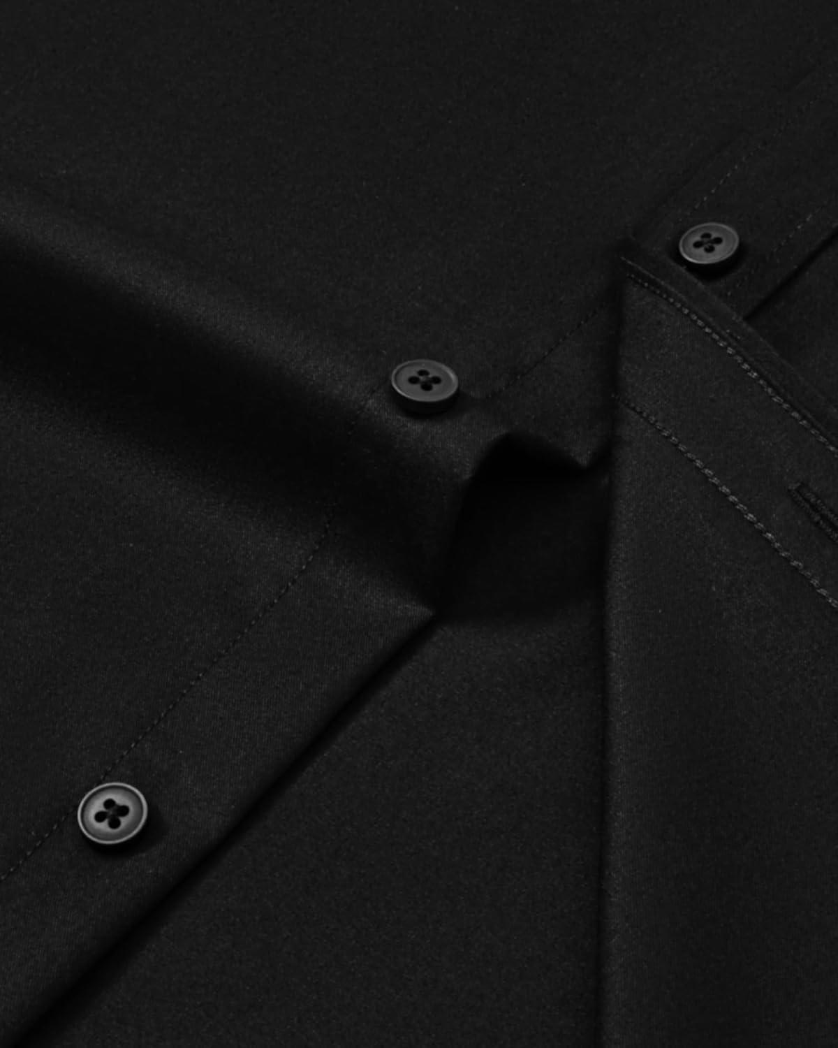 imageAlimens amp Gentle Mens Dress Shirts Long Sleeve Wrinkle Free Stretch Business Casual Button Down ShirtsBlack