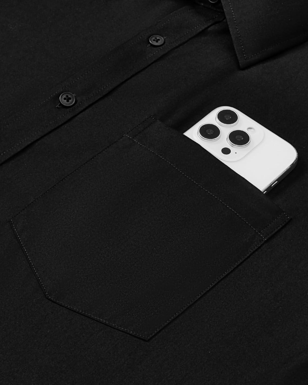 imageAlimens amp Gentle Mens Dress Shirts Long Sleeve Wrinkle Free Stretch Business Casual Button Down ShirtsBlack