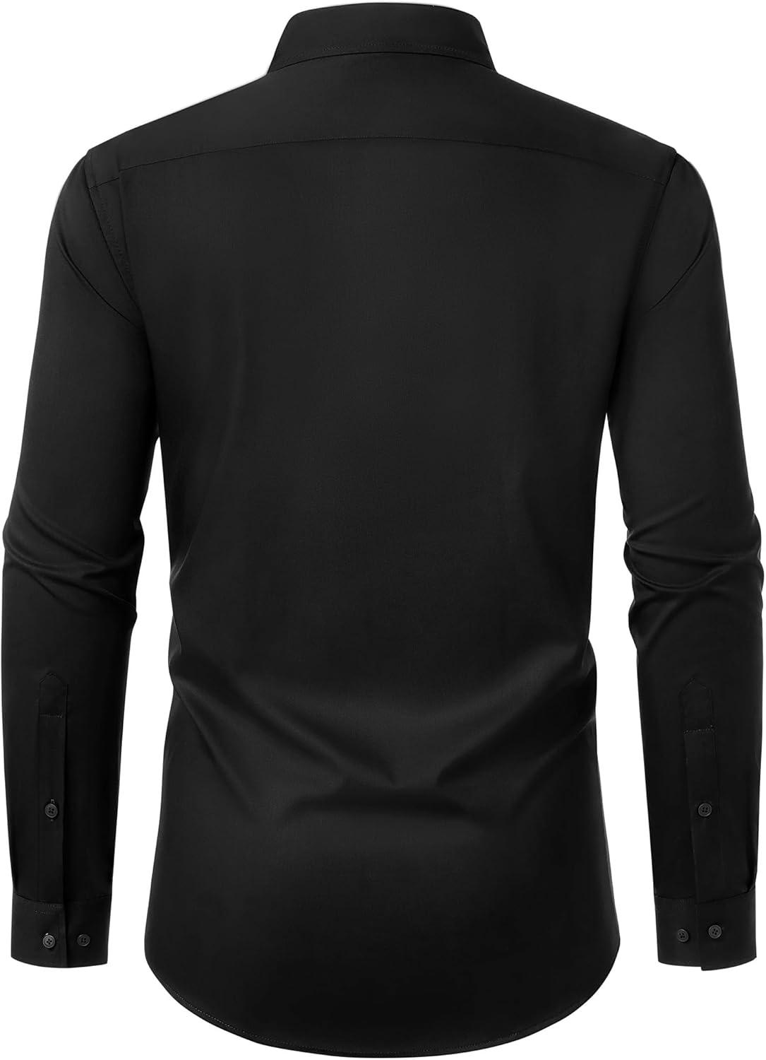 imageAlimens amp Gentle Mens Dress Shirts Long Sleeve Wrinkle Free Stretch Business Casual Button Down ShirtsBlack