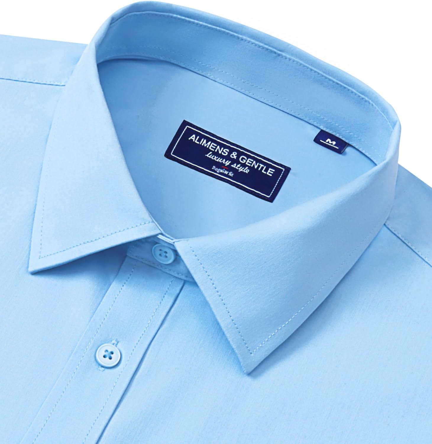 imageAlimens amp Gentle Mens Dress Shirts Long Sleeve Wrinkle Free Stretch Business Casual Button Down ShirtsBlue