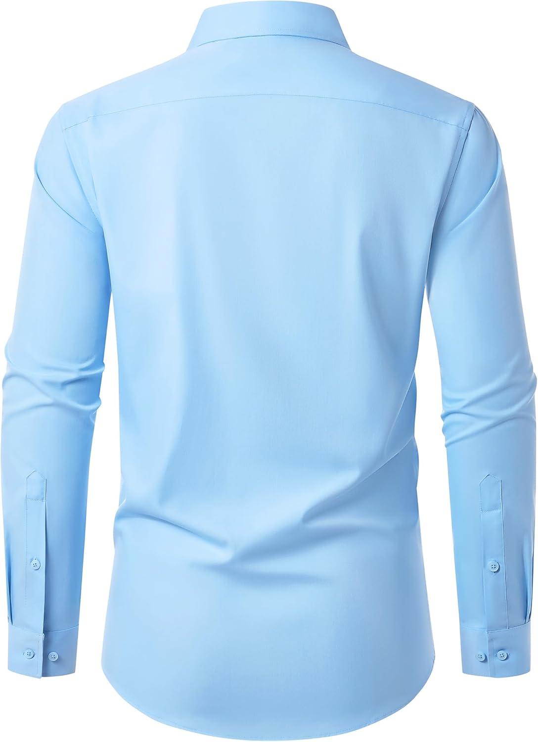 imageAlimens amp Gentle Mens Dress Shirts Long Sleeve Wrinkle Free Stretch Business Casual Button Down ShirtsBlue