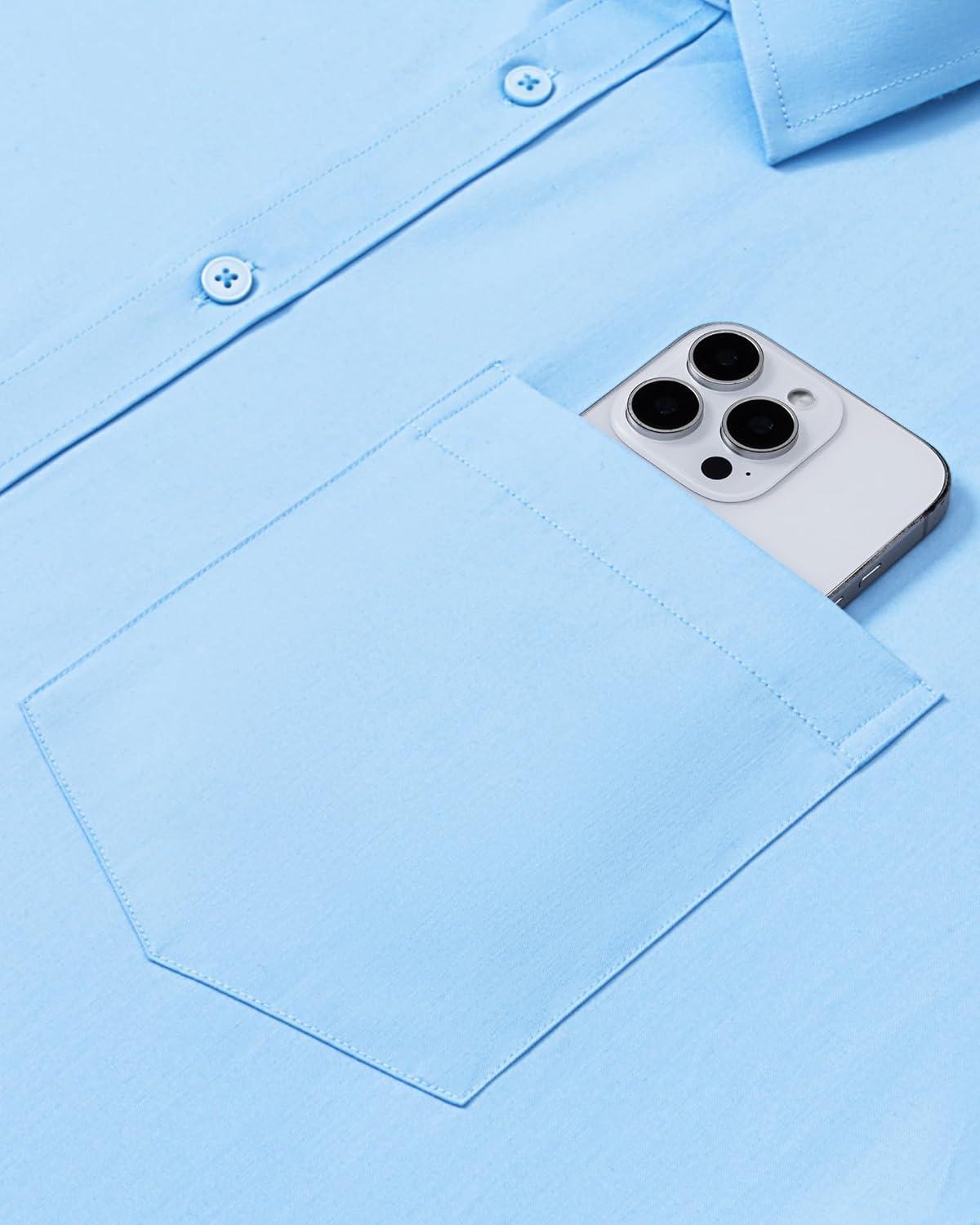 imageAlimens amp Gentle Mens Dress Shirts Long Sleeve Wrinkle Free Stretch Business Casual Button Down ShirtsBlue