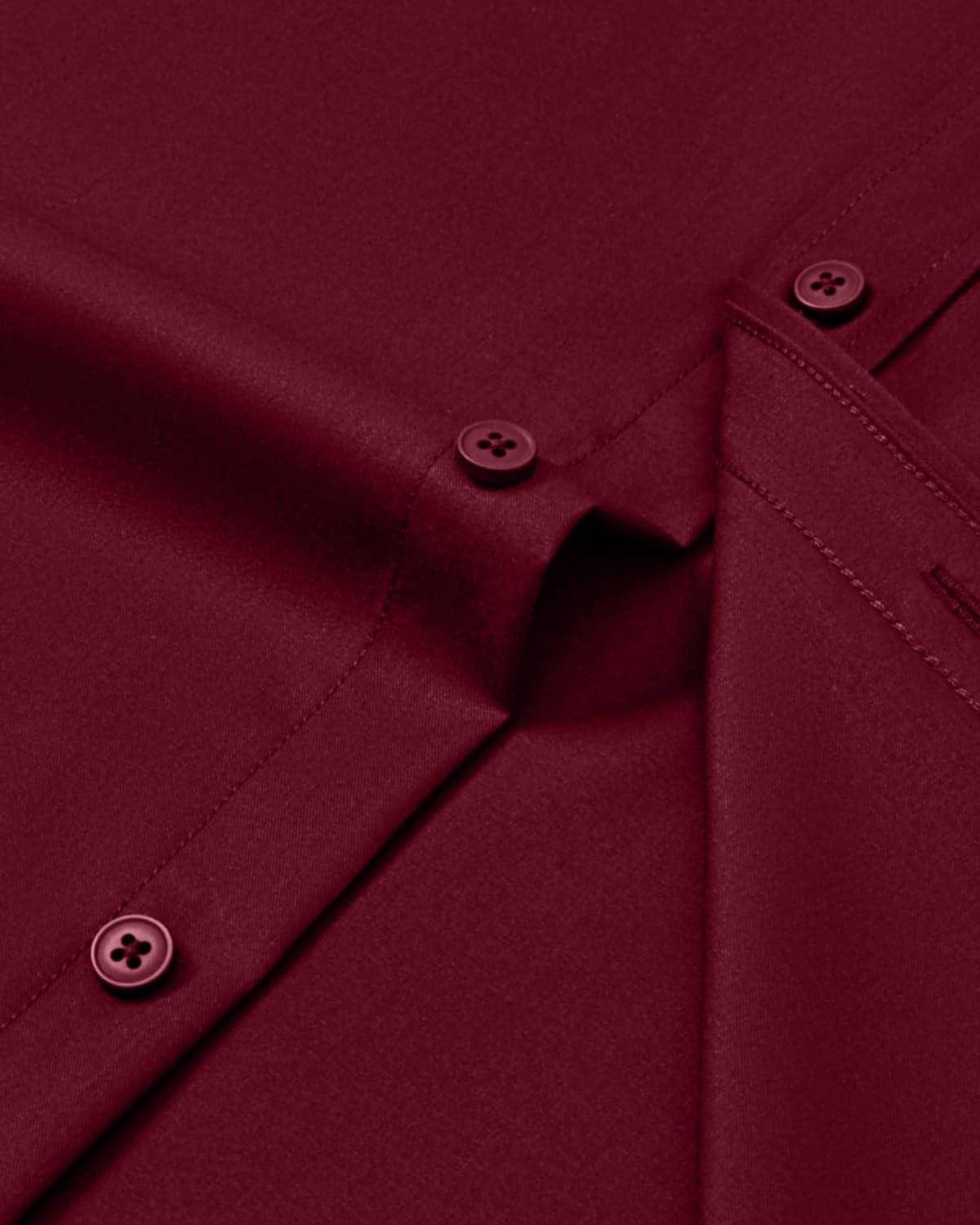 imageAlimens amp Gentle Mens Dress Shirts Long Sleeve Wrinkle Free Stretch Business Casual Button Down ShirtsBurgundy