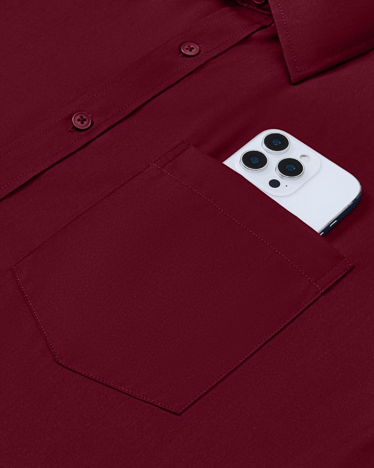 imageAlimens amp Gentle Mens Dress Shirts Long Sleeve Wrinkle Free Stretch Business Casual Button Down ShirtsBurgundy
