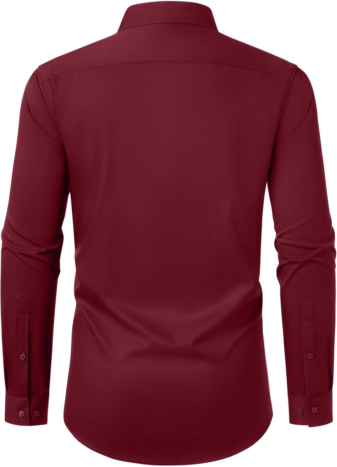 imageAlimens amp Gentle Mens Dress Shirts Long Sleeve Wrinkle Free Stretch Business Casual Button Down ShirtsBurgundy
