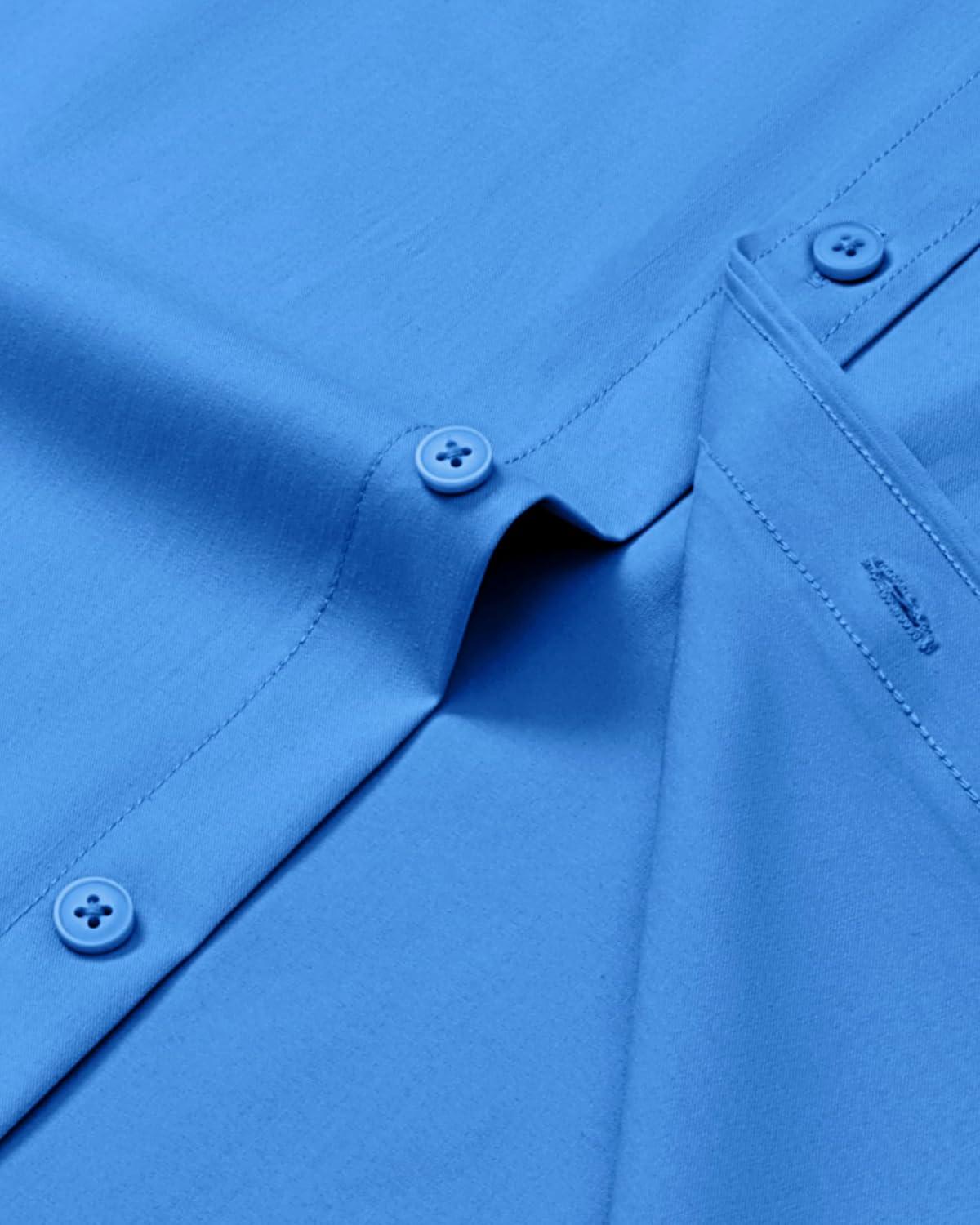 imageAlimens amp Gentle Mens Dress Shirts Long Sleeve Wrinkle Free Stretch Business Casual Button Down ShirtsClassic Blue
