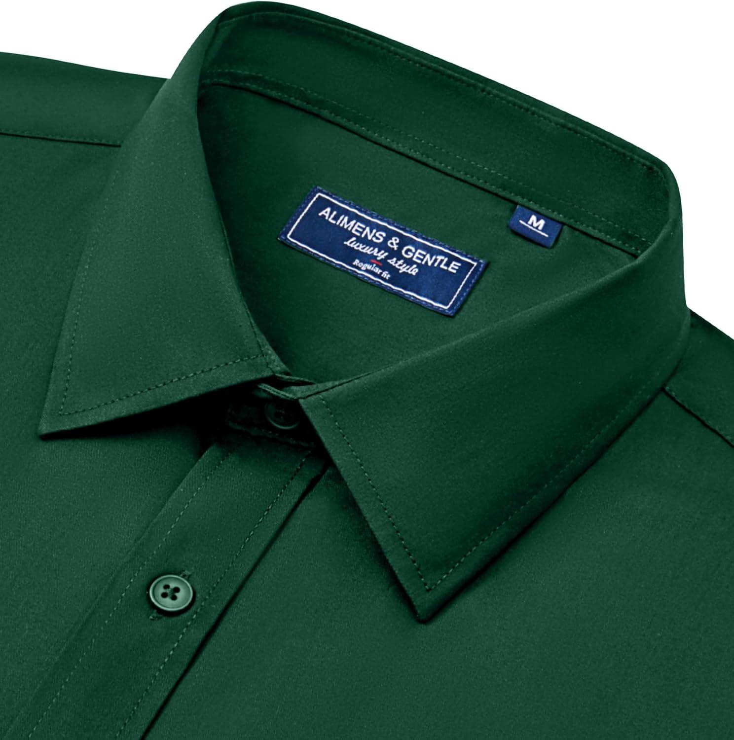 imageAlimens amp Gentle Mens Dress Shirts Long Sleeve Wrinkle Free Stretch Business Casual Button Down ShirtsGreen