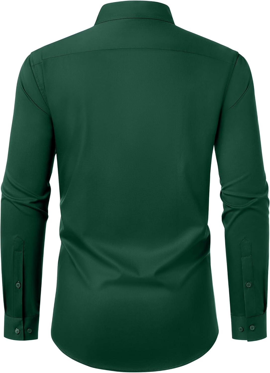 imageAlimens amp Gentle Mens Dress Shirts Long Sleeve Wrinkle Free Stretch Business Casual Button Down ShirtsGreen