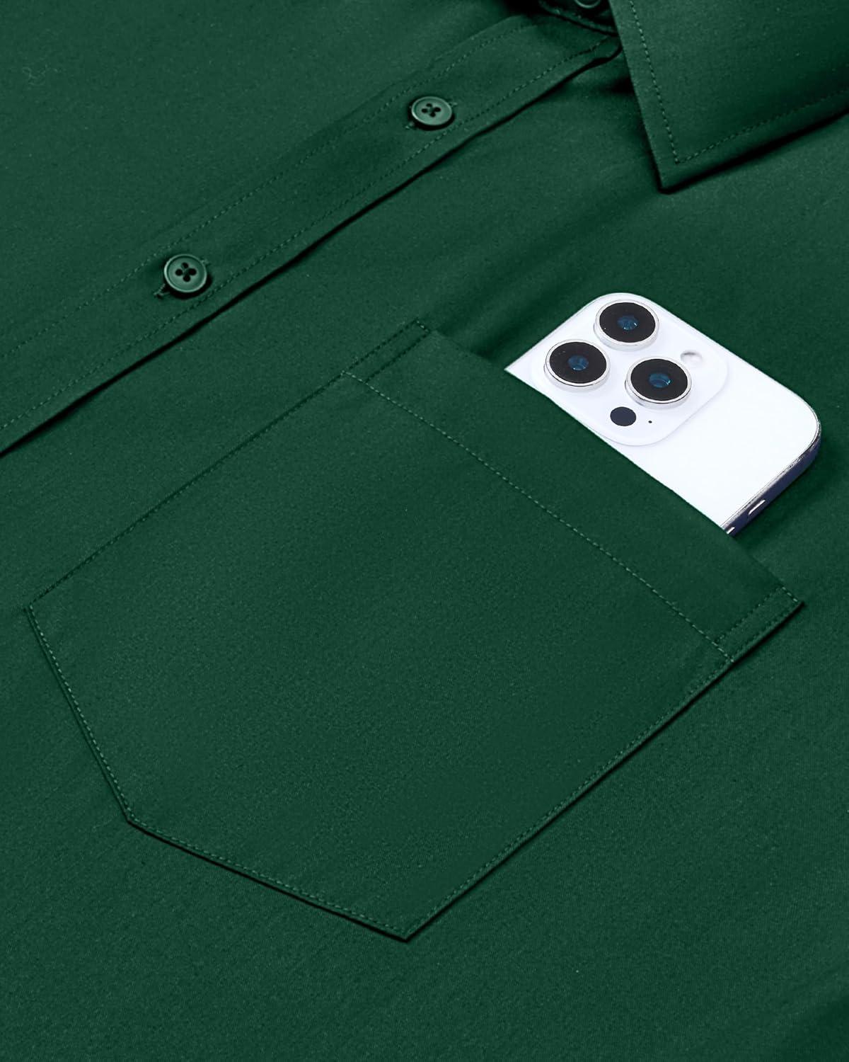imageAlimens amp Gentle Mens Dress Shirts Long Sleeve Wrinkle Free Stretch Business Casual Button Down ShirtsGreen