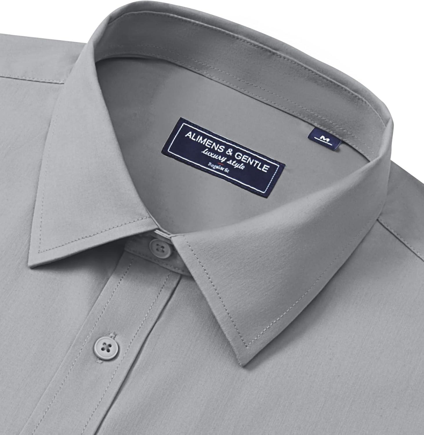 imageAlimens amp Gentle Mens Dress Shirts Long Sleeve Wrinkle Free Stretch Business Casual Button Down ShirtsGrey