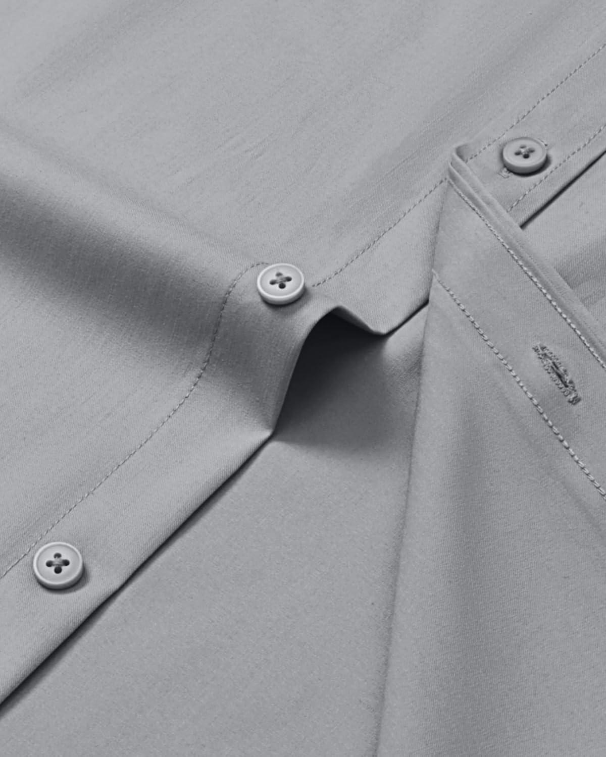 imageAlimens amp Gentle Mens Dress Shirts Long Sleeve Wrinkle Free Stretch Business Casual Button Down ShirtsGrey