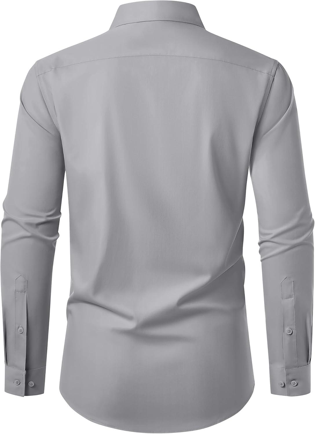 imageAlimens amp Gentle Mens Dress Shirts Long Sleeve Wrinkle Free Stretch Business Casual Button Down ShirtsGrey