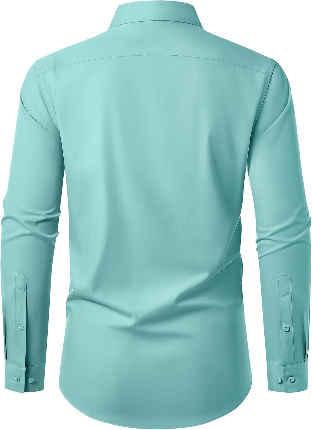imageAlimens amp Gentle Mens Dress Shirts Long Sleeve Wrinkle Free Stretch Business Casual Button Down ShirtsGrey Green