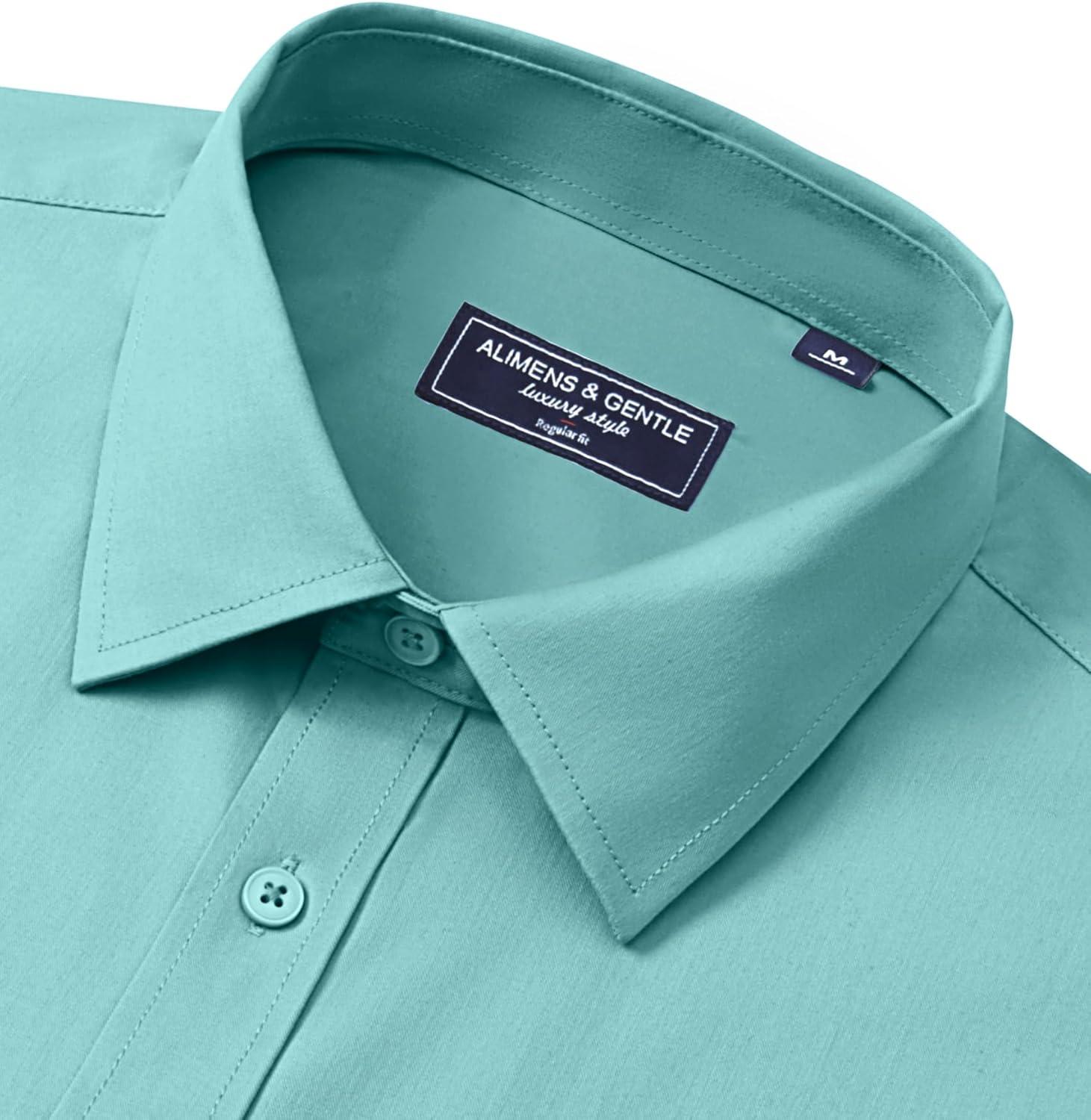 imageAlimens amp Gentle Mens Dress Shirts Long Sleeve Wrinkle Free Stretch Business Casual Button Down ShirtsGrey Green