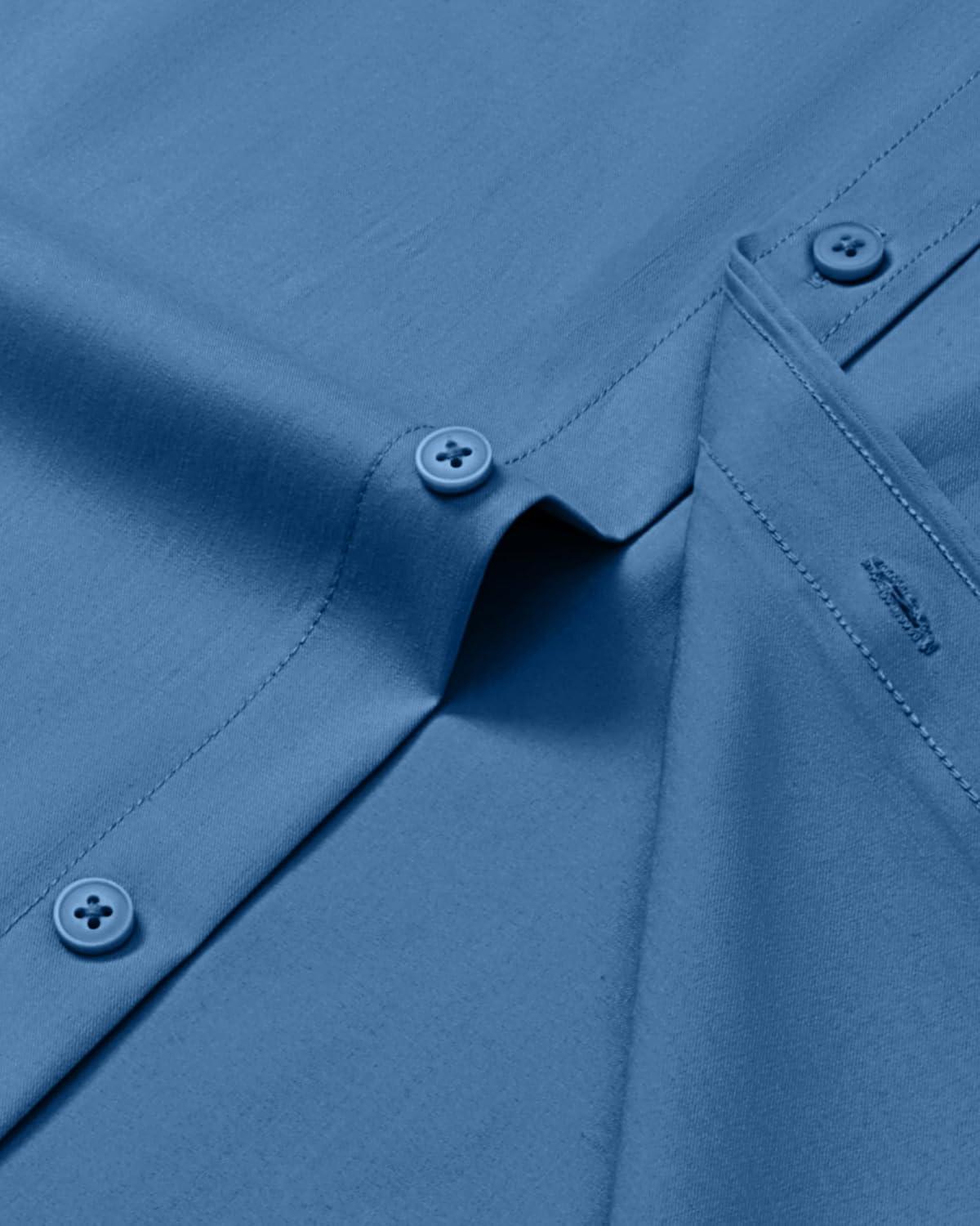 imageAlimens amp Gentle Mens Dress Shirts Long Sleeve Wrinkle Free Stretch Business Casual Button Down ShirtsHaze Blue