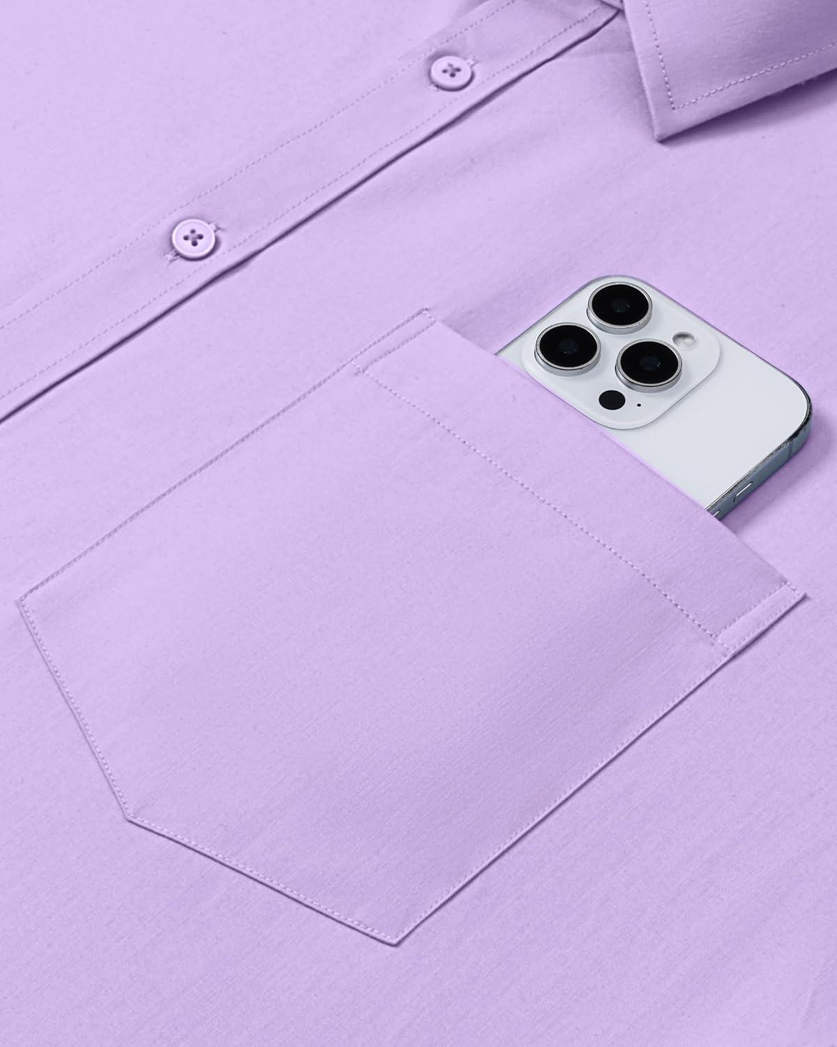 imageAlimens amp Gentle Mens Dress Shirts Long Sleeve Wrinkle Free Stretch Business Casual Button Down ShirtsLavender Purple
